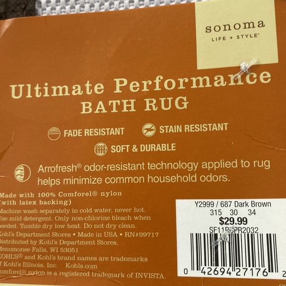 Sonoma Ultimate Performance Bath Rug. 20”x32” Soft Dark Brown Never Been Used. - Picture 4 of 4
